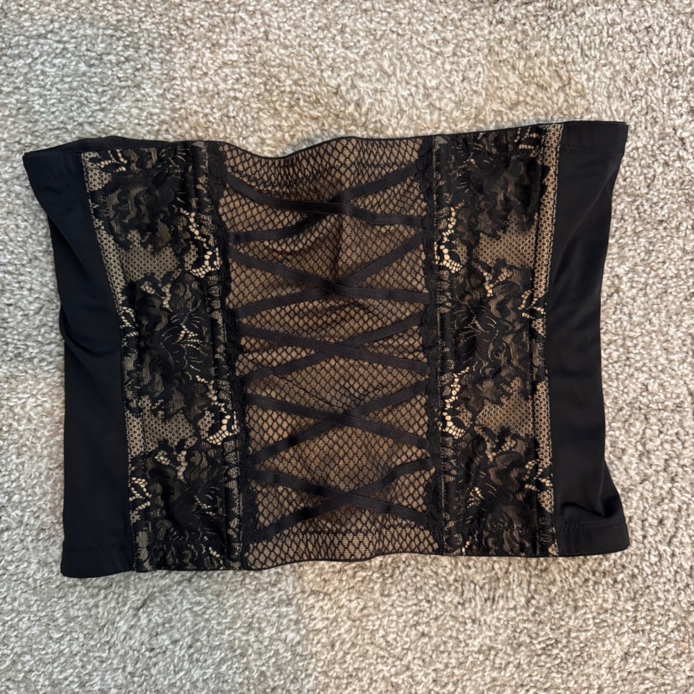 Coquette Gothic Lace Maidenform Underbust Corset Shapewear Medium Black